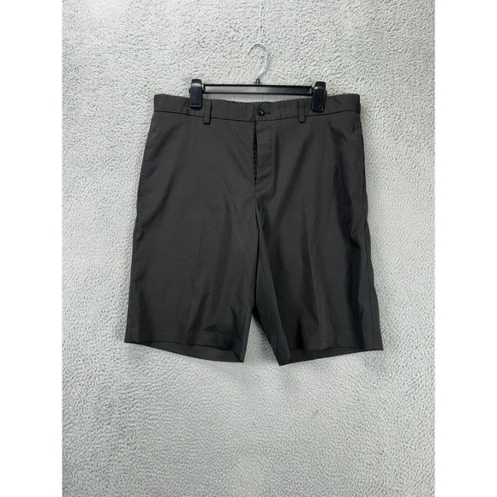 Slazenger Shorts Men 36 Black Chino Golf Flat Front Logo Pocket Athletic Stretch